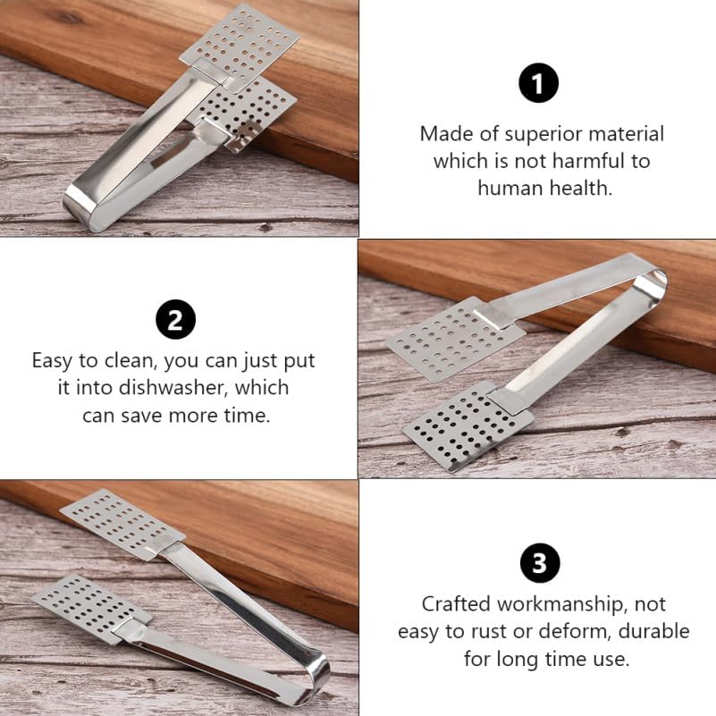 Luxshiny Tea Bag Clamp Set of 2 Stainless Steel Tea Bag Squeezer Tongs with Strainer and Solid Side Multipurpose Clips for Kitchen Ice Cubes Dishwasher Safe 5.51 X 1.57 X 0.78 in