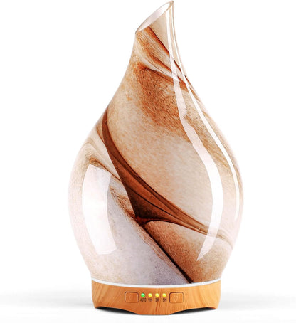 Porseme Essential Oil Diffuser 280ml Handmade Glass Diffuser 7H Runtime | Elegant Handmade Glass Aroma Diffuser with 7-color LEDs, Quiet Aromatherapy and Safe Auto Shut-off, Perfect for Gifts
