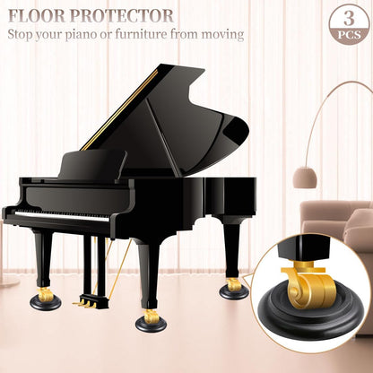 Piano Caster Cups Grand Piano Caster Cups Piano Leg Hardwood Cups Pads for Grand Piano (Wood Black, Set of 3)