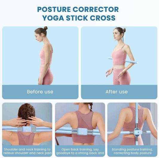 Yoga Stick, Back Cross Orthosis for Adult And Child, Foam Stainless Steel Material, Improving Hunchback and Chest Back Support, Hump Corrector Posture Corrector Stick Stretching rod(23.6-35.4in)