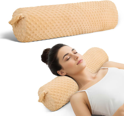 Cervical Neck Roll Pillow for Girl Bed Decoration Blush Pink 24in