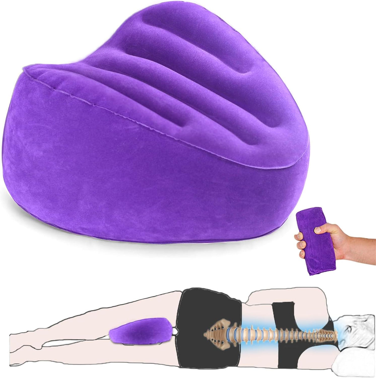 Inflatable Knee Pillow for Travel, Travel Knee Pillow for Side Sleepers