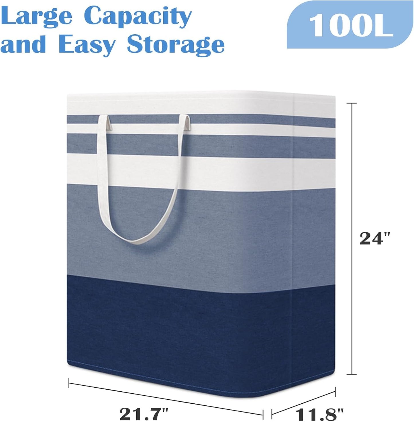 BlissTotes 3-Pack Laundry Basket, Collapsible Laundry Hamper, Grey, 75L | Laundry Clothes Hamper, Hampers for Bedroom, Freestanding Hamper with Handles, Clothes Laundry Basket