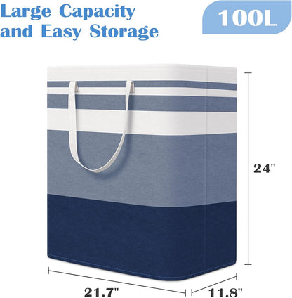 BlissTotes 3-Pack Laundry Basket, Collapsible Laundry Hamper, Grey, 75L | Laundry Clothes Hamper, Hampers for Bedroom, Freestanding Hamper with Handles, Clothes Laundry Basket