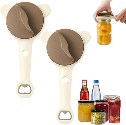 4-in-1 Jar Opener for Weak Hands, Adjustable Lid & Bottle Opener Black | Ergonomic non-slip grip for arthritis hands, opens jars bottles cans, adjustable multi-size lid remover, durable kitchen tool