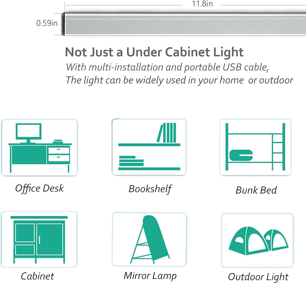 ASOKO Motion Sensor Dimmable Led Under Cabinet Light, 12" Cool White