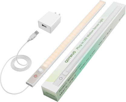 USB Plug-in Motion Sensor Light, ON/Night/Day Modes, Bright&Dimmable | 14" Slim LED Under Cabinet Lighting Indoor for Kitchen, Cabinet, Closet - 6000K Cool White, 1-Bar Standalone