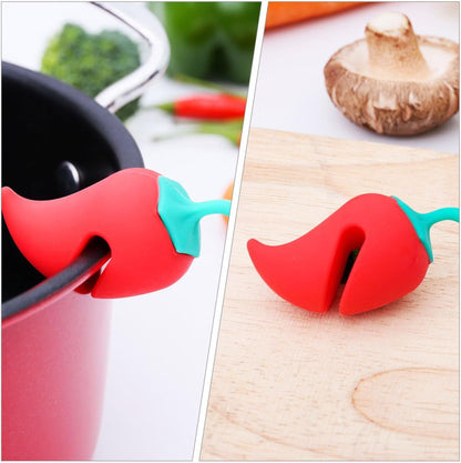 Beaupretty 6pcs Pepper-shaped Silicone Pot Lid Lifters Spill-proof Boil Stoppers Kitchen Pan Spill Guards for Cooking Prevention