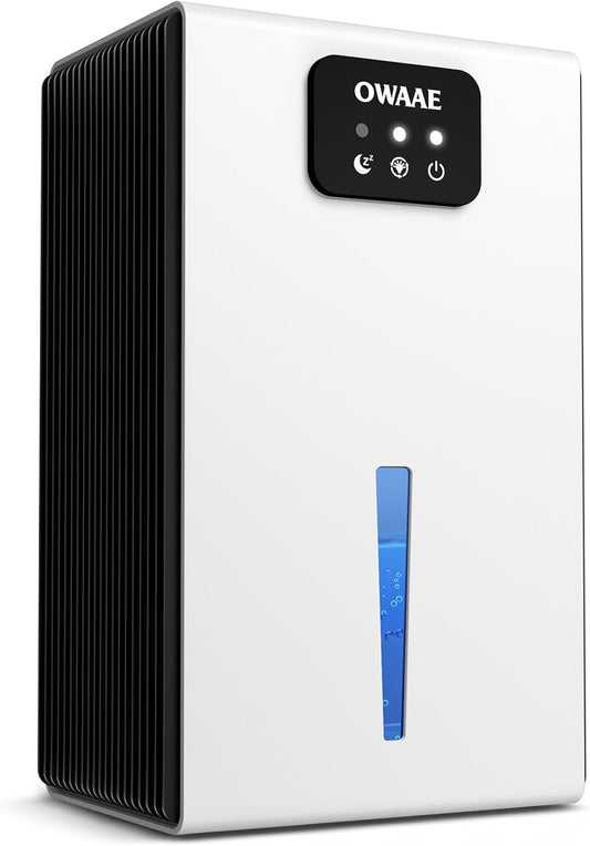 Dehumidifier for Home with Auto Shutoff Sleep Mode, 1000 Sq Ft | Quiet for Bedroom Basement Bathroom with Portable 95oz Water Tank, Auto Shutoff, 7-color LED light, White