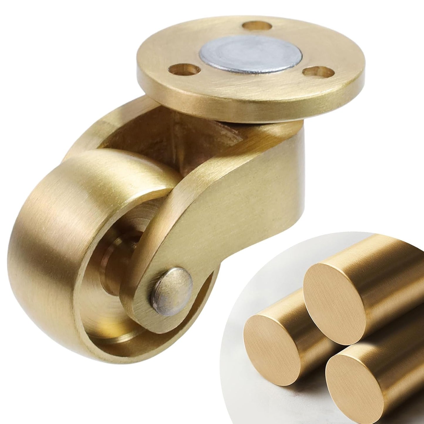 Semetall 4PCS Swivel Caster Wheels Square Cup Furniture Castors (Bronze) | 150kg Load Capacity, with Screws for Piano Feet, Sofa, Table, 1.02 Inch (26mm) Wheels