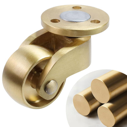Semetall 4PCS Swivel Caster Wheels Square Cup Furniture Castors (Bronze) | 150kg Load Capacity, with Screws for Piano Feet, Sofa, Table, 1.02 Inch (26mm) Wheels