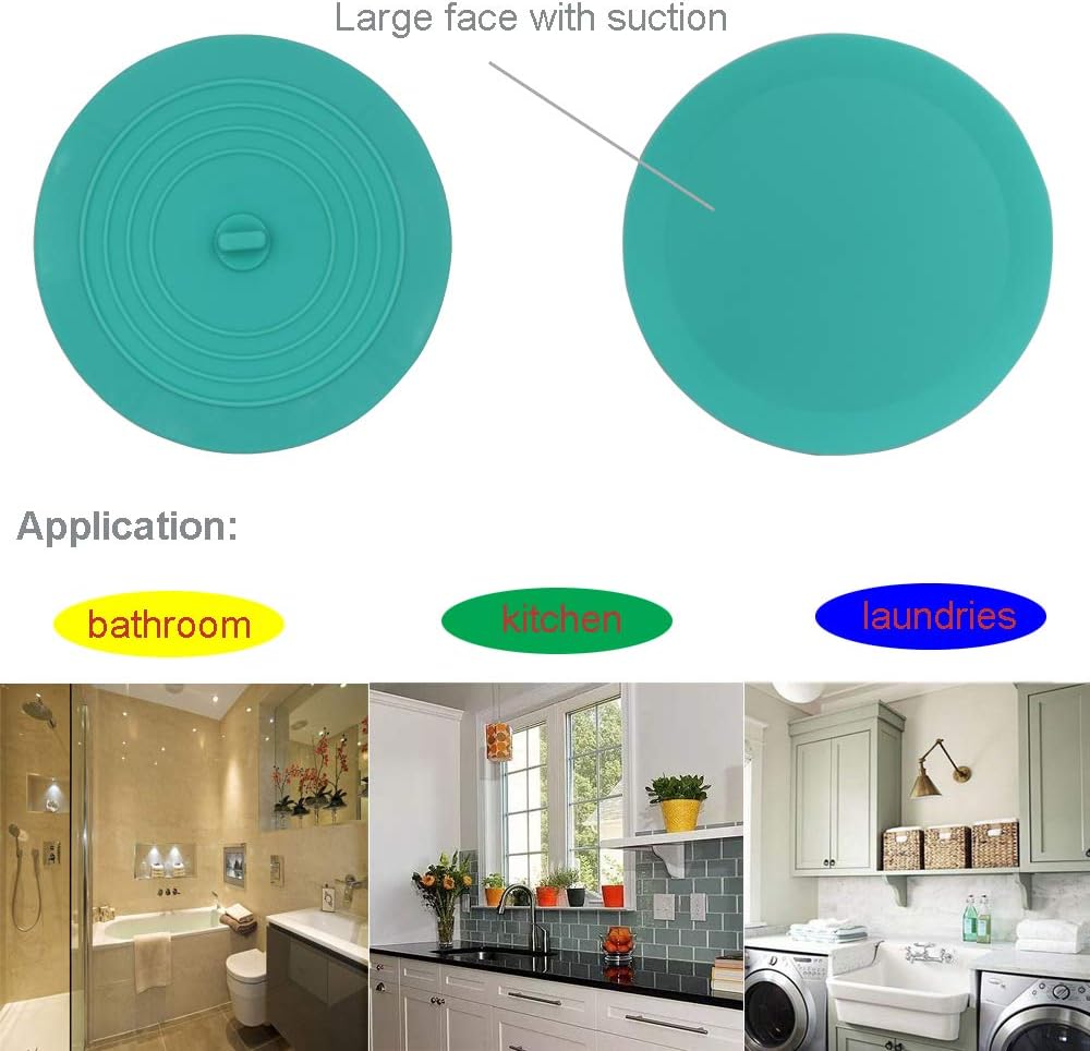 Shower Drain Hair Catcher Tub Stopper, V-TOP Drain Cover for Shower to Catcher Hair, Silicone Bathtub Drain Plug Suit for Bathroom Kitchen and Laundry, 4 Pack