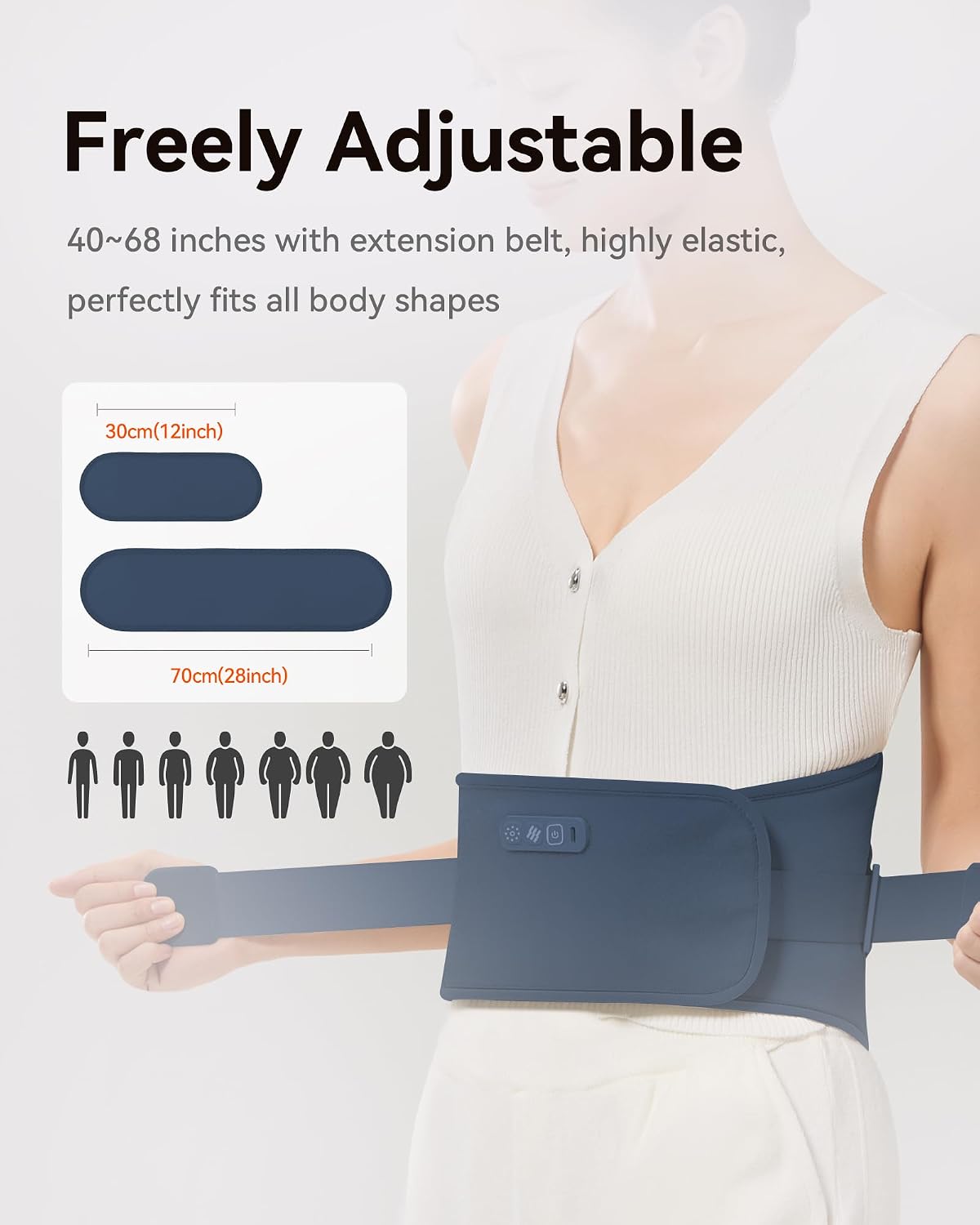 IKEEPFIT Portable Heating Pad for Back, Cordless Wearable Heat Belt with Massager for Lower Back Pain Relief, Battery Powered 8000 mAh Rechargeable, MAXwarm® 3.0, Gift for Women Men 90-310 lbs