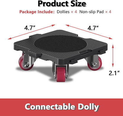 ONEON Furniture Mover with Wheels, 360° Rotation Wheels Furniture Dolly for Moving Heavy Furniture, Appliances, 660 LB Max Load Capacity with Auxiliary Lifter - Connect Dolly