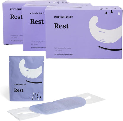 CorneaCare Rest Self Heating Warm Compress for Dry, Tired Eyes | 30 Count
