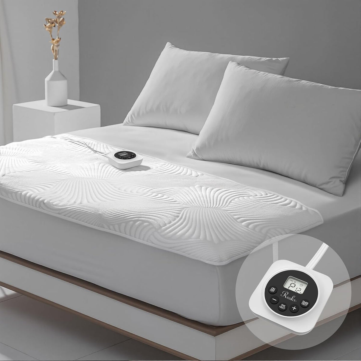 Heated Mattress Pad Foot Queen, 3D Air Fabric, Preheat & Memory for Winter