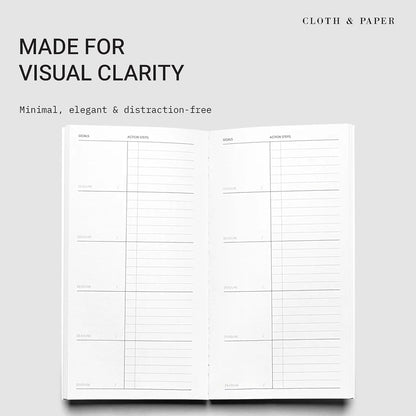 Cloth & Paper Travel Notebook | Daily Wellness Planner – Smoked Salt | Pocket Plus Wellness Planner 3.2" x 6" | Habit Tracker & Self Care Journal for Goals, Gratitude & Reflection – Soft Touch Cover