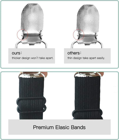 Adjustable Bed Sheet Clips, Sheet Fasteners Holder Straps and Suspender, Gripper, Extend From 21" to 80" Long Style Elastic Fasteners Bands Heavy Duty Suit for Mattress, Sofa, Couch, Recliner and More