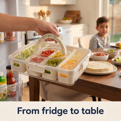 [Hand Wash Only] Salad Bar Containers for Fridge, Veggie Containers for Refrigerator, Salad Prep Containers for Fridge, Veggie Tray with Lid, Storage & Organizer for Fruit, Berry, Produce Keeper