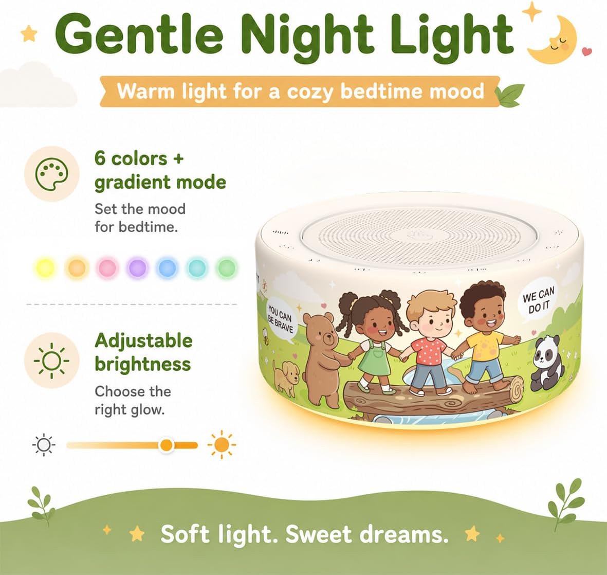 Kipcush White Noise Machine for Baby & Adults, 30 Soothing Sounds, Sleep Sound Machine with 8 Color Night Light, Memory Function, White Noise for Sleeping, Nursery, Office, Travel & Relaxation