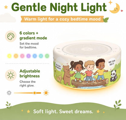Kipcush White Noise Machine for Baby & Adults, 30 Soothing Sounds, Sleep Sound Machine with 8 Color Night Light, Memory Function, White Noise for Sleeping, Nursery, Office, Travel & Relaxation