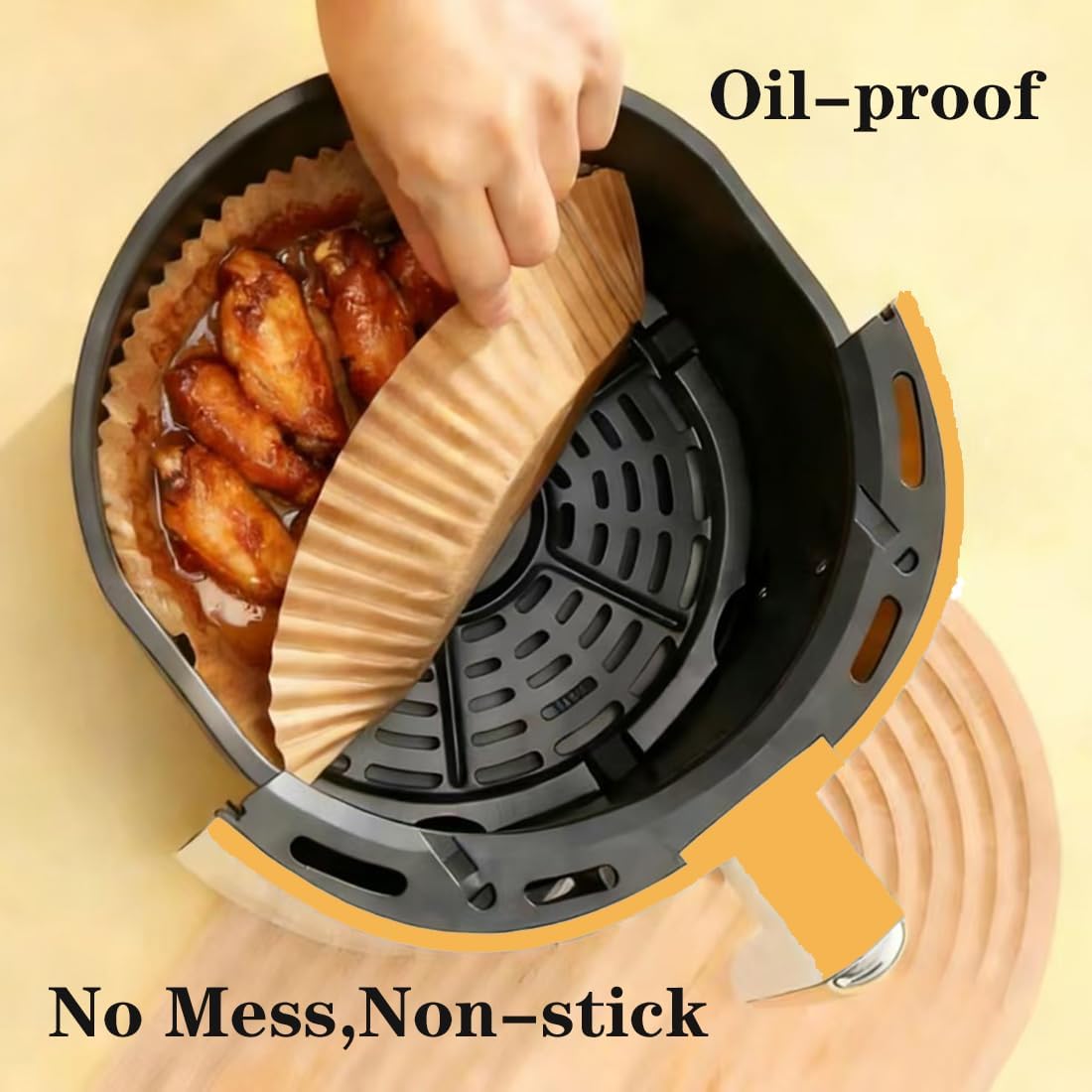 7.5 Inch Air Fryer Parchment Paper Liners Square,150 Pcs Non-stick &Oil-proof Air Fryer Liners Disposable for 2-5 QT Frying,Baking,Roast