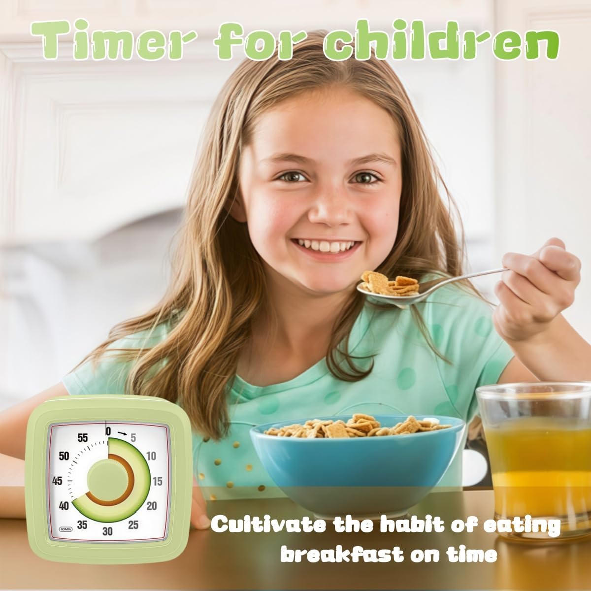 Kids Visual Timer for Kitchen,Classroom,Cooking,Learning,Bedroom,Office, 60-Minute Countdown Pomodoro Timer for Kids with Autism ADHD (Watermelon Style)