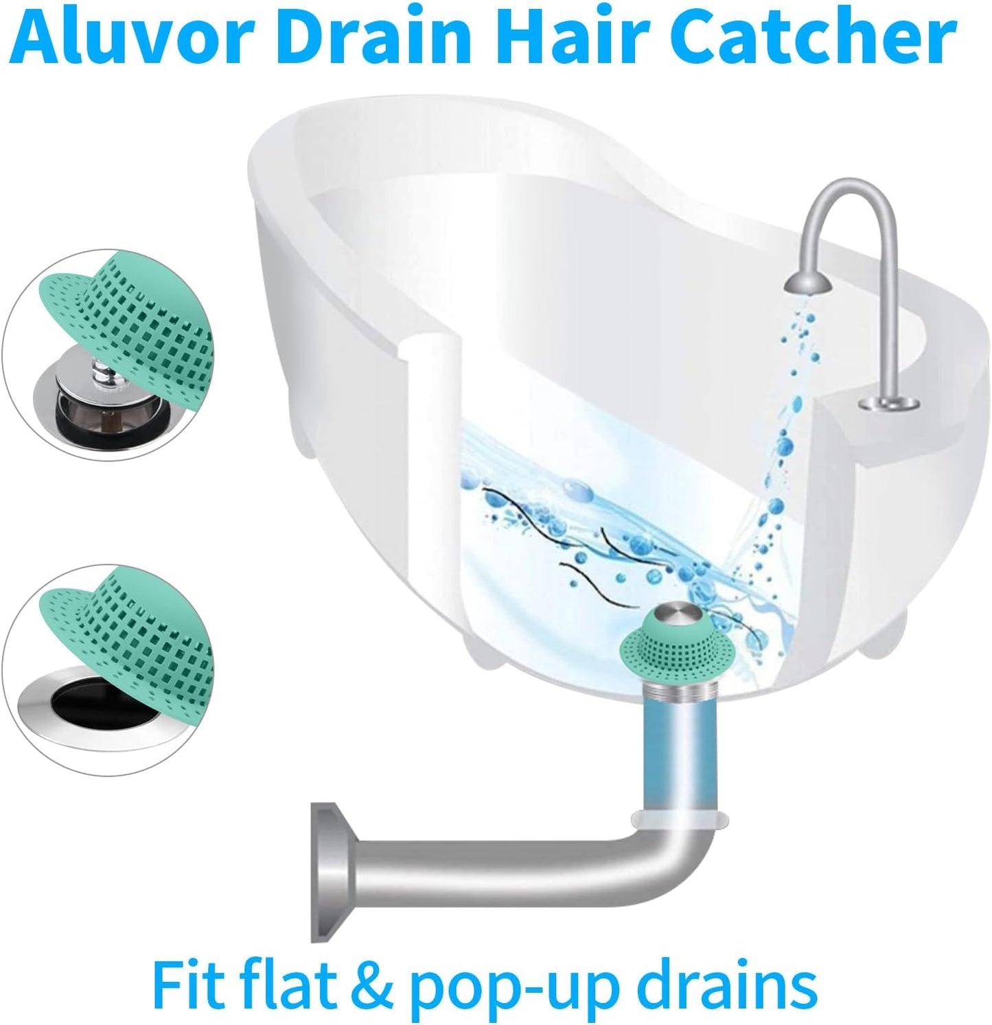 Aluvor Shower Drain Hair Catcher Bathtub Drain Cover Sink Drain Protector | Bathroom Sink & Bathtub Drain Strainer for Pop-Up & Regular Drains, Silver Grey