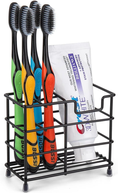 Toothbrush Holder for Bathrooms,Black | Stainless Steel 5 Slot