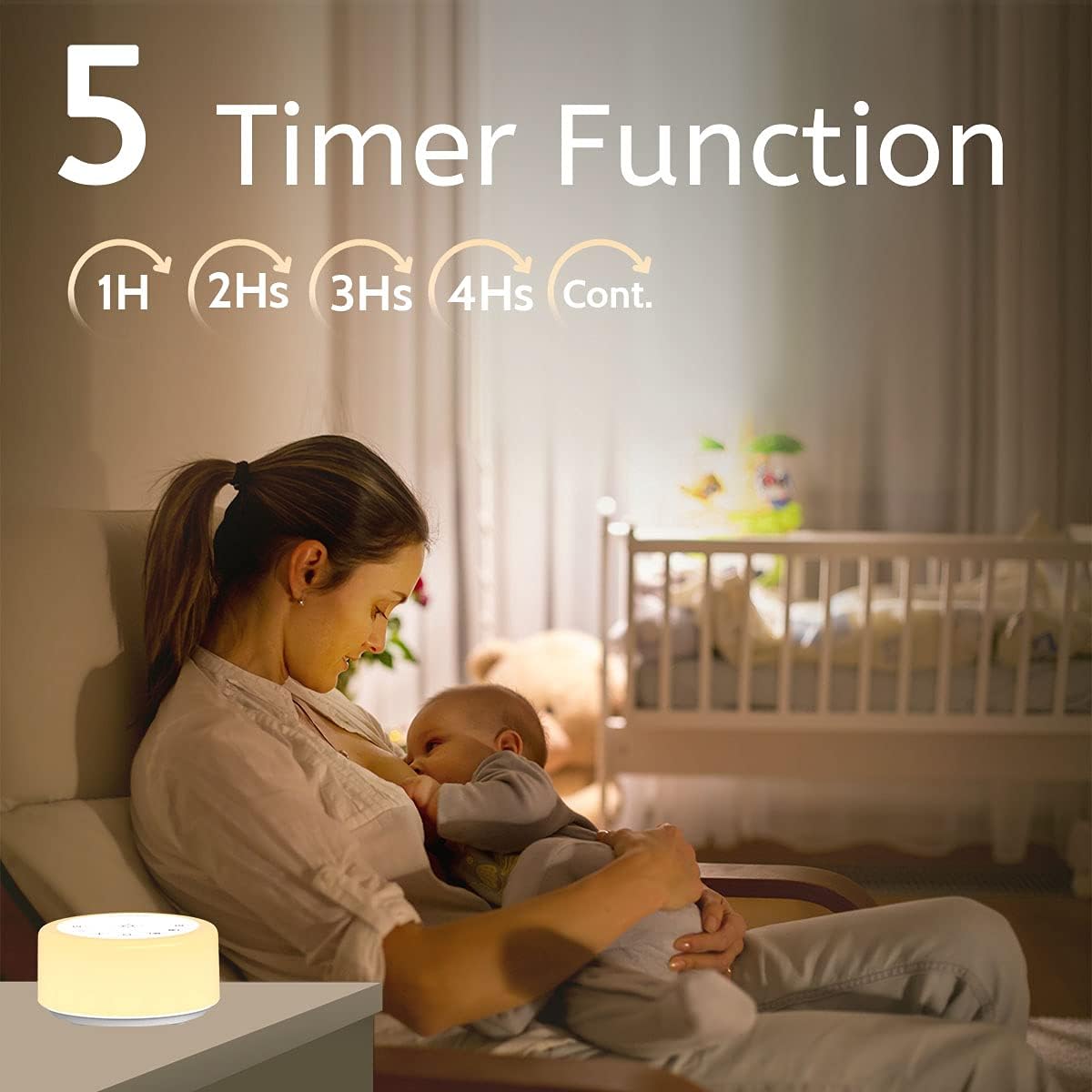 ColourNoise Portable Rechargeable White Noise Machine Mini Small Travel Sound Healing Machine with 30 Soothing Sounds 36 Adjustable Volume Night Light 4 Timer Functions Suitable for Baby Kids Adult