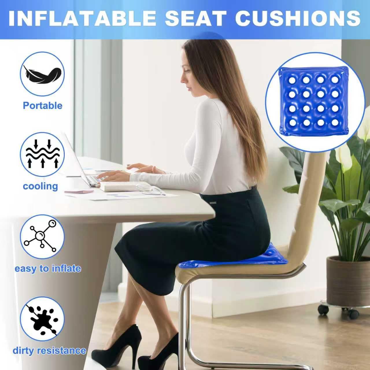 2-Pack Inflatable Waffle Cushion for Pressure Relief, Wheelchair Cushion for Pressure Redistribution, Portable Air Seat Cushions for Office Chair Car Seat, Breathable Seat Pad, Includes 1 Air Pumps
