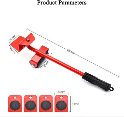 Furniture Lifter and Mover Tool Set with 4 Roller Pads and Lift Bar Sliders with Appliance Lifter – Floor Kit for Sofas, Washing Machines & Kitchen Appliances