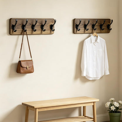 28" Coat Rack Wall Mount with Shelf with 7 Hooks 3 Key Hanger | Entryway Key Holder Wall Mount Wood Wall Coat Hooks, Wall Mounted Coat Rack Mail Holder for Living Room, Bedroom