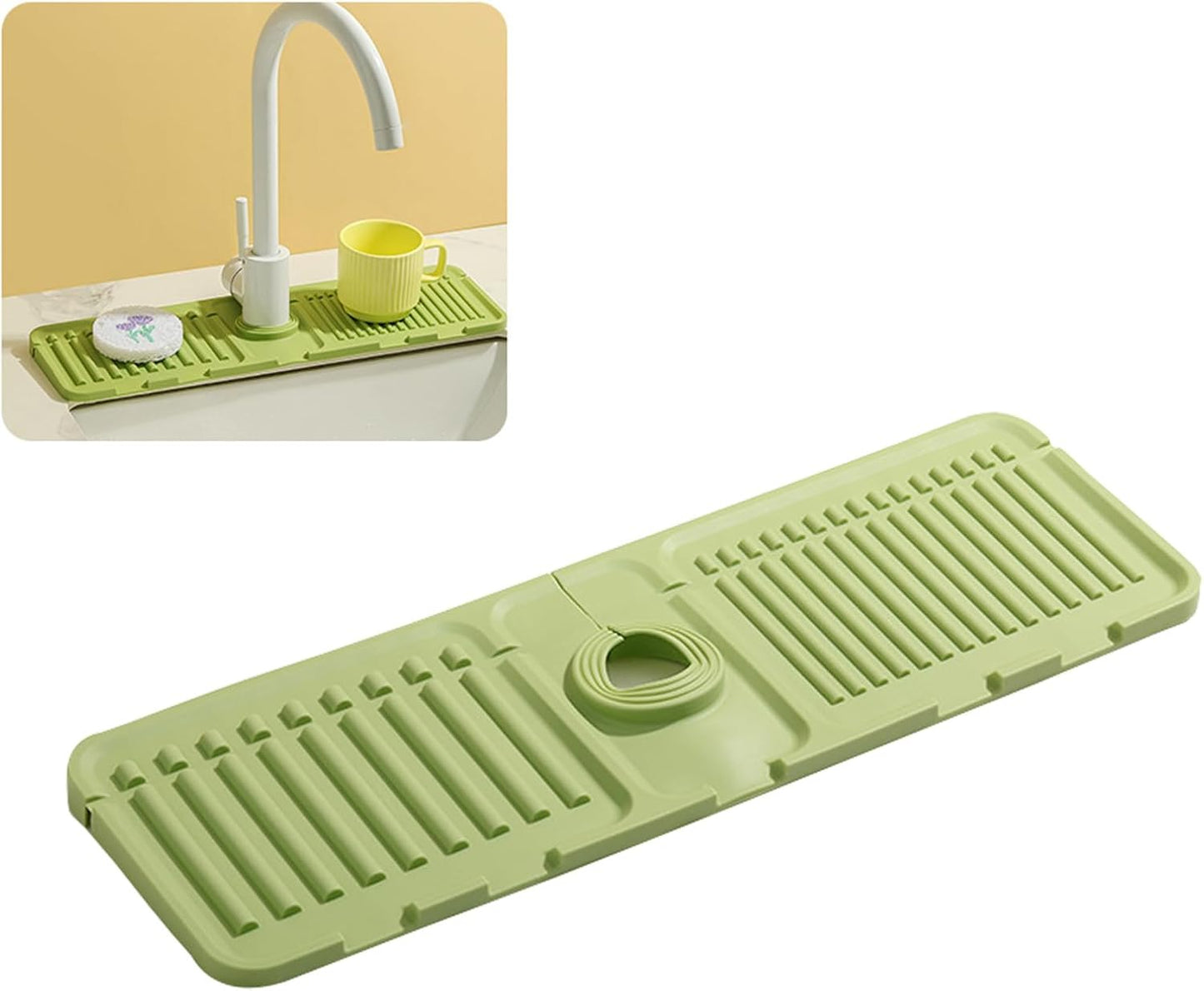 Swicado Faucet Mat for Kitchen Sink - 2024 Upgraded Premium Silicone Splash Guard with Fast Drying Properties - Protective Sink Tray Ideal for Stone Sinks in Kitchen & Bathroom (1, Gray)