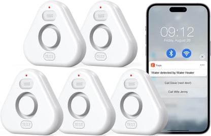 Water Alarm Leak Detector,Water Leak Detectors for Home with App Alerts,Water Sensor Alarm Leak Detector with 120db Adjustable,500ft Transmission for Basement,Bathroom,No Hub Required (Support 2.4G)