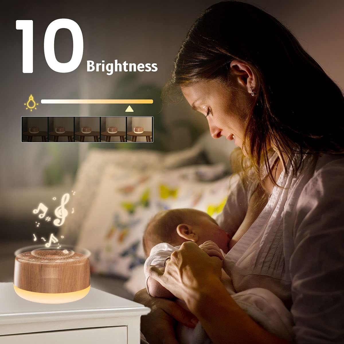 Sound Machine Easysleep White Noise Machine with 25 Soothing Sounds and Night Lights with Memory Function 32 Levels of Volume and 5 Sleep Timer Powered by AC or USB for Sleeping Relaxation (White)