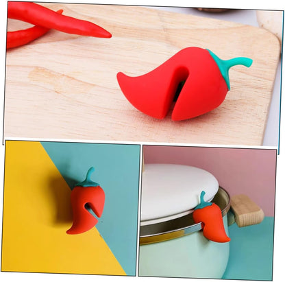 4Pcs Chili Silicone Pot Lid Lifter Heat Resistant Spill Stopper Kitchen Gadget for Preventing Boil Overs and Enhancing Air Circulation