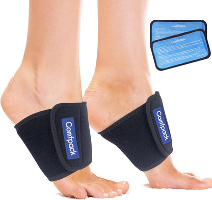 Comfpack Cold Therapy Wrap with 2 Packs for Pain Relief, Reusable Gel Ice Packs for Foot Plantar, Wrist, Ankle, Great for Sprains, Muscle Pain, Bruises, Injuries | Hot and Cold Ice Packs for Foot Plantar, Wrist, Ankle, Great for Sprains, Muscle Pain,