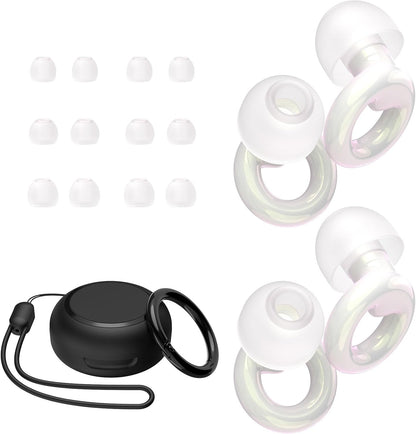 JUSTRVN Ear Plugs for Sleeping,2 Pairs of Stylish Reusable Noise Reduction Earplugs with 8 Pairs Tips & case,Hearing Protection Earplugs for Concert,Travel,Work,Live Events - 25dB-30dB