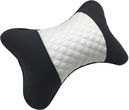 2 Packs Car Neck Pillows, Dual-Side PU Leather Car Headrest with Fiber Filling, Universal Soft Neck Support Pillow for Car, Home & Office (Black)