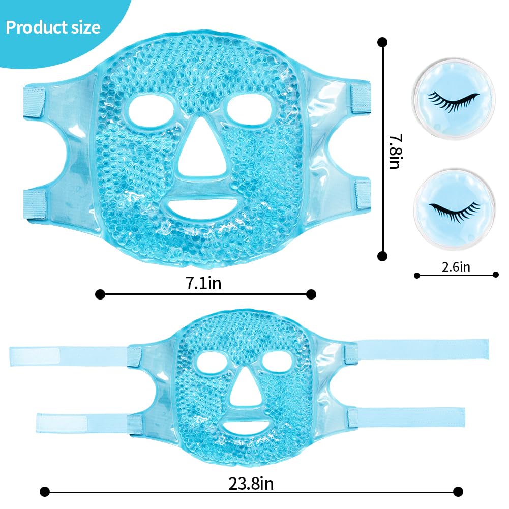 Cold Face Eye Masks Ice Face Mask Hot Cold Compress for Dark Circles, Puffiness, Migraines, Headache, Stress, Redness, Cooling Face Masks for Women Man, Skin Care