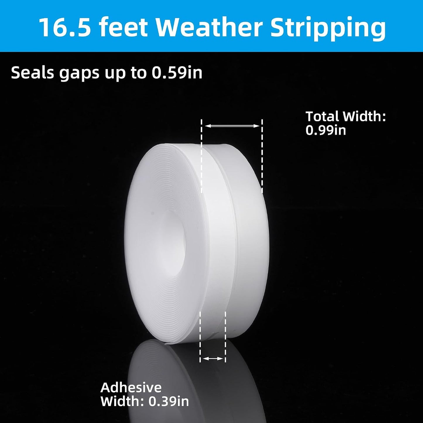 Clear Silicone Weather Stripping Seal Door Tape - Strong Adhesive Door & Window Seal Strip for Draft Stopper, Dustproof | Peel & Stick, Removable, No-Residue [33Feet x 45mm]
