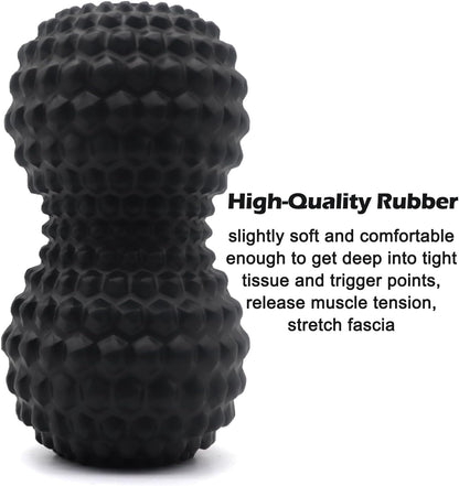 KITWILD Peanut Massage Ball, Double Lacrosse Massage Roller Ball, Black | Deep Tissue Muscle Massage, Physical Therapy, Myofascial Release, Muscle Knots, Yoga Therapy