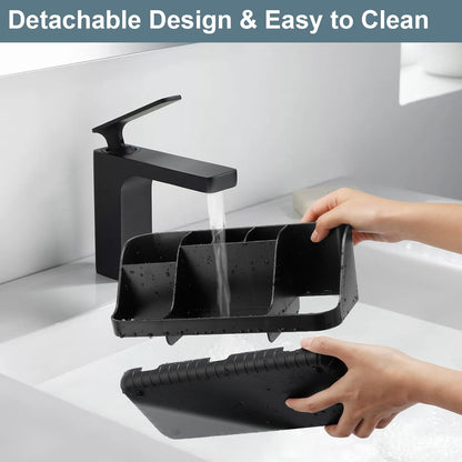 GFWARE Black Toothbrush Holder - 7 Slots Bathroom Organizer Countertop with Drainage Matte Black Electric Toothbrush and Toothpaste Holder for Bathroom Accessories Organization Vanity Sink Storage | Detachable 7 Slots Matte Black Kid Electric Toothbrush