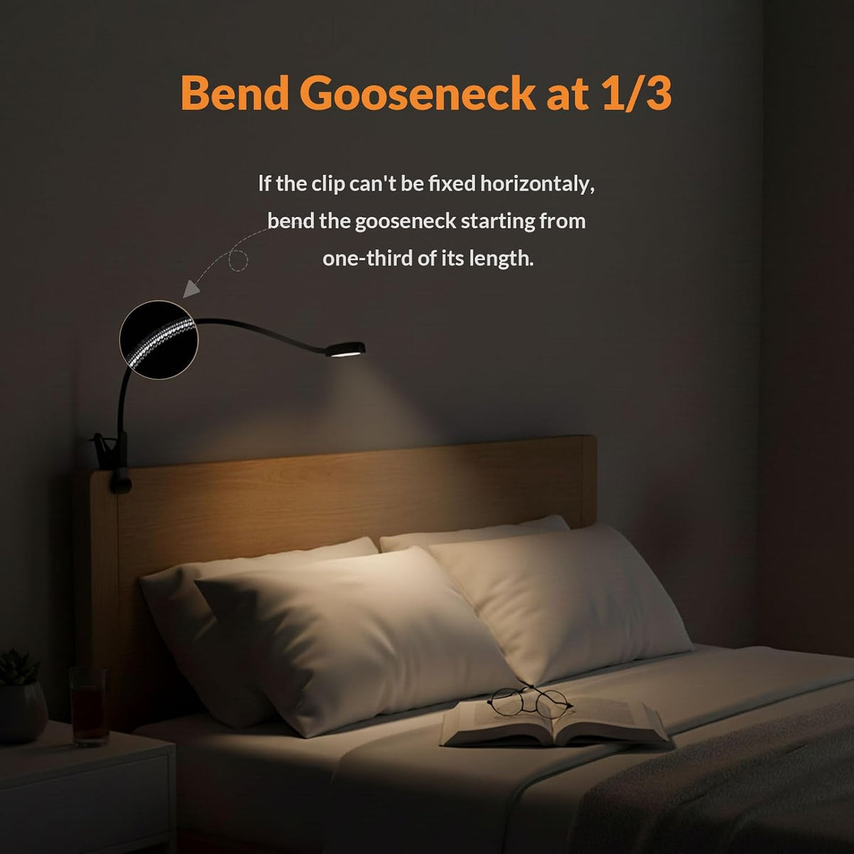 LEPOWER Clip on Light, Book Reading Lamp for Desk, Bed Headboard and Dorm