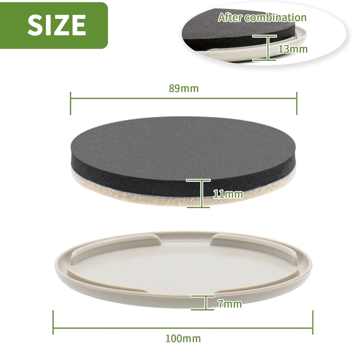 2 in 1 Furniture Sliders, 8 PCS in 3 1/2" or 4", Brown | Furniture Sliders for Hardwood Floors, Furniture Sliders for Carpet, Sliders for Moving Furniture, Furniture Movers Sliders