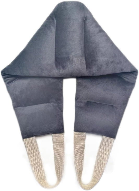 Long Heating Pad for Neck and Shoulders and Back Weighted Microwavable Moist Heated Neck Wrap Hot Pack Microwave Heatable Bag Warm Compress Reusable with Handles 33.5"*5.9" Unscented Grey