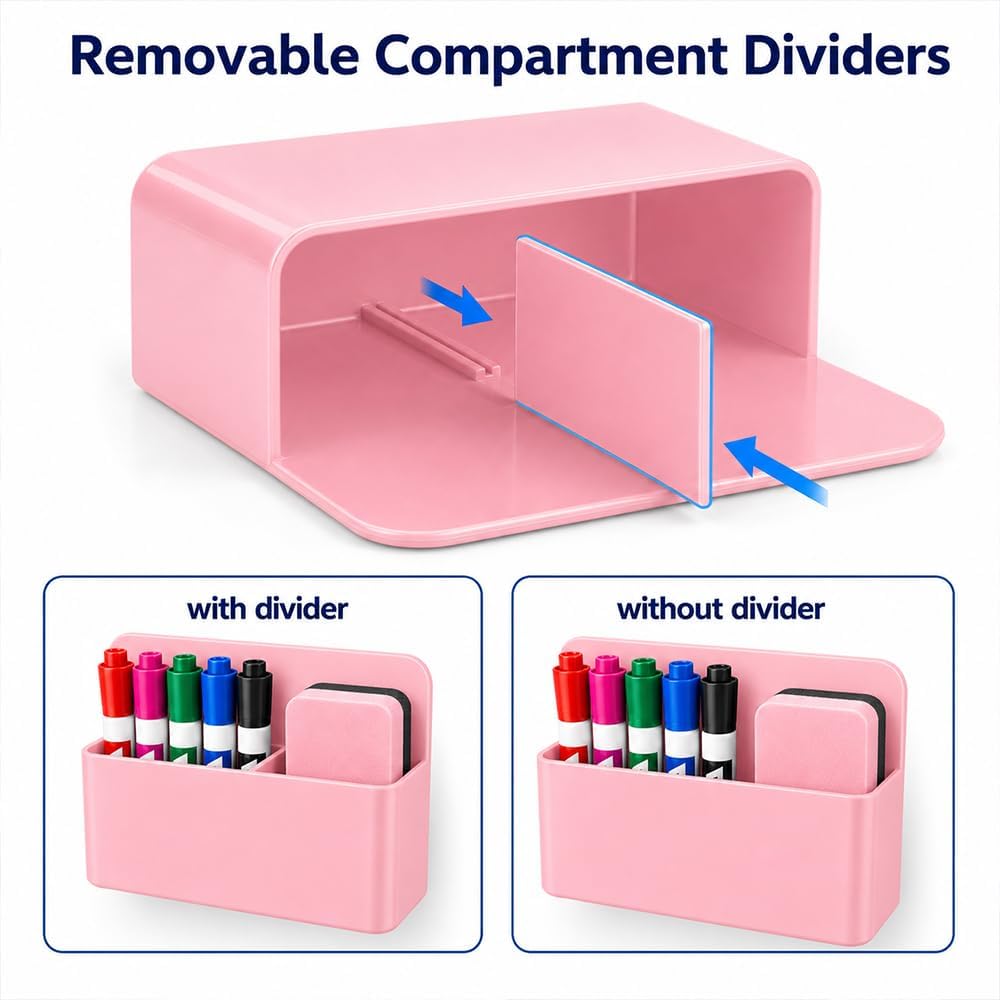 Magnetic Pencil Pen Holder, 2 PCS Magnetic Dry Erase Marker Holder for Whiteboard, Black White Magnet Storage Pencil Cup Case Fridge Organizers Locker Accessories for Office School Teacher Must Haves