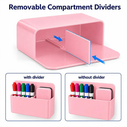 Magnetic Pencil Pen Holder, 2 PCS Magnetic Dry Erase Marker Holder for Whiteboard, Black White Magnet Storage Pencil Cup Case Fridge Organizers Locker Accessories for Office School Teacher Must Haves