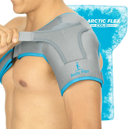 Arctic Flex Shoulder Ice Pack Brace - Rotator Cuff Cold Gel Wrap Therapy | Heat or Cooling Support Immobilizer with Compression Stability for Tendonitis, Dislocated Joint, Left & Right Arm Pain Relief